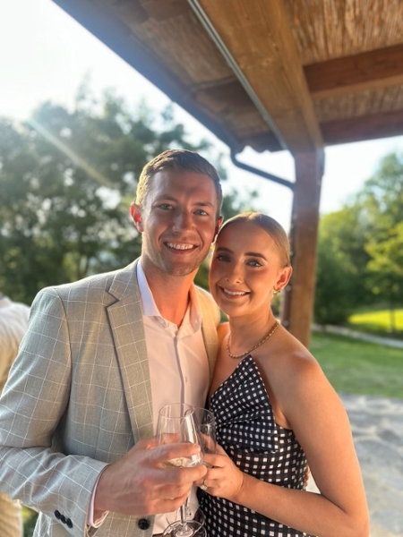 Dr. Laura Rezac poses with her fiancé, Sam. 